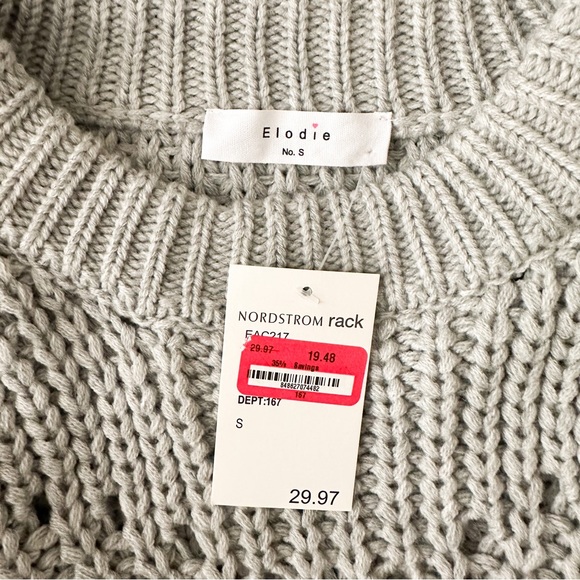 NWT Elodie Light Gray Oversized Chunky Cable Knit Sweater - Size Small - Picture 6 of 6